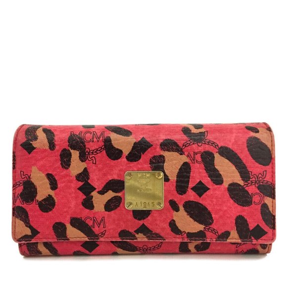 MCM Handbags - MCM Logo Leopard Leather Trifold Long Wallet /1E8573